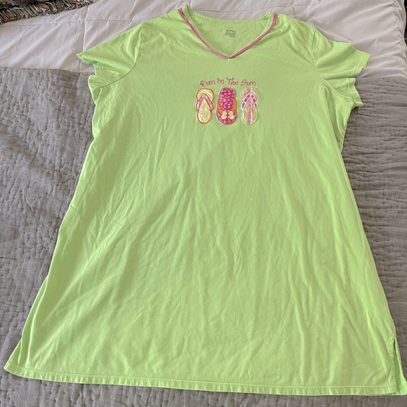 Vintage Secret Treasures V-Neck Long TShirt Coverup Flip-Flop Design summer 2/3X - Picture 1 of 6